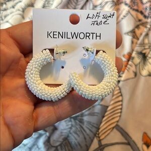 Loft white beaded hoop earrings
